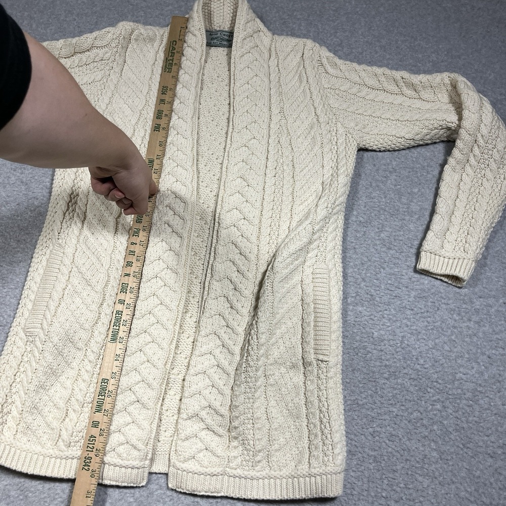 Aran Crafts Sweater Cardigan Womens Medium Ivory 100% Soft Merino Wool Ireland - Picture 3 of 9
